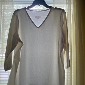 3/4 sleeve white cotton tunic